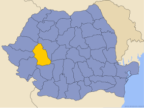 Administrative map of Руминия with Ҳунадуара county highlighted