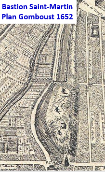 Bastion Saint-Martin vers 1650 sur plan Gomboust