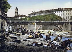 Les bugadières lavant le linge devant le Pont-Vieux.