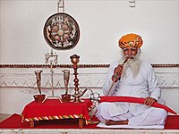 A man from India, wearing a Rajasthani paggar style of turban