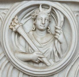 Bust of Selene on a Roman sarcophagus (3rd century)