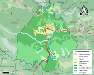 Carte en couleurs présentant l'occupation des sols.