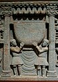 Kushans worshipping the Buddha's bowl. 2nd century Gandhara.