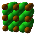 Space-filling model of 2x2x2 unit cells (8 cells in total)