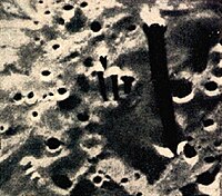 Lunar Orbiter 2 about 29 miles (47 km) above the Sea of Tranquility on November 20, 1966