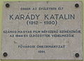 Plaque commémorative sur son ancienne villa de Budapest