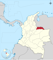 Locator map of Arauca Department in Colombia.