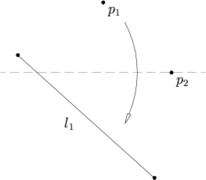 Axiome 5. Soient une droite '"`UNIQ--postMath-00000009-QINU`"' et deux points '"`UNIQ--postMath-0000000A-QINU`"' et '"`UNIQ--postMath-0000000B-QINU`"' ; un pli passe par '"`UNIQ--postMath-0000000C-QINU`"' et amène '"`UNIQ--postMath-0000000D-QINU`"' sur '"`UNIQ--postMath-0000000E-QINU`"'.