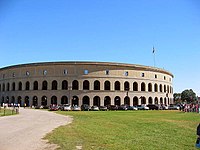 The stadium's southwest-facing exterior, 2006