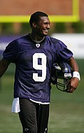 Steve McNair dans la tenue d'entraînement des Ravens de Baltimore en août 2007.