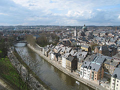 Panorama de Namur depuis la citadelle avec la cathédrale Saint-Aubin.