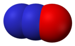 Space-filling model of nitrous oxide