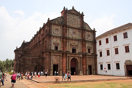 Basilica of Bom Jesus, Goa, India, completed in 1604 AD. It holds the body of St. Francis Xavier.