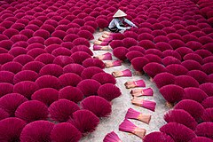 First place: A farmer packs incense sticks in Quang Phu Cau, Vietnam. Attribution: Vietsui / CC-BY-SA 4.0