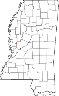 Location of Holly Bluff, Mississippi