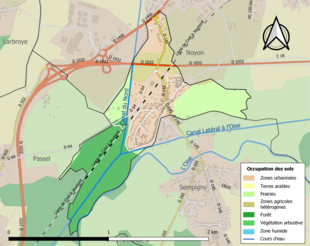 Carte en couleurs présentant l'occupation des sols.