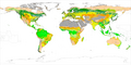 Image 54A chorochromatic map of world land cover, using hue, value, and saturation to differentiate nominal values (from Cartographic design)