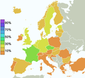 Pourcentage de non croyants par pays.