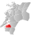 Levanger markert med rødt på fylkeskartet