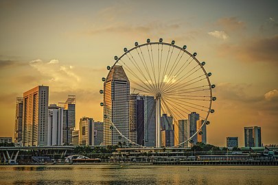 Singapore Skyline at Sunset from Gardens by the Bay