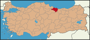 Localização da província de Ordu na Turquia