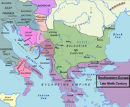 A map of the Bulgarian Empire and the Balkans in the ninth century