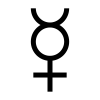 ☿ The symbol has been used to represent both the element quicksilver (mercury) and the planet Mercury.