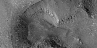 Glacier flowing out of valley, as seen by HiRISE under HiWish program