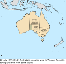 Map of British claims to Australia; for details, refer to adjacent text