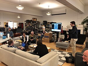 Wendy Hanamura, Director of Partnerships at the Internet Archive helps welcome Wikimedians