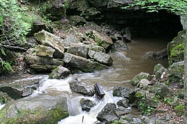 Unnamed tributary of the Sainte-Anne River at its exit from the cave,[23] few meters from its mouth