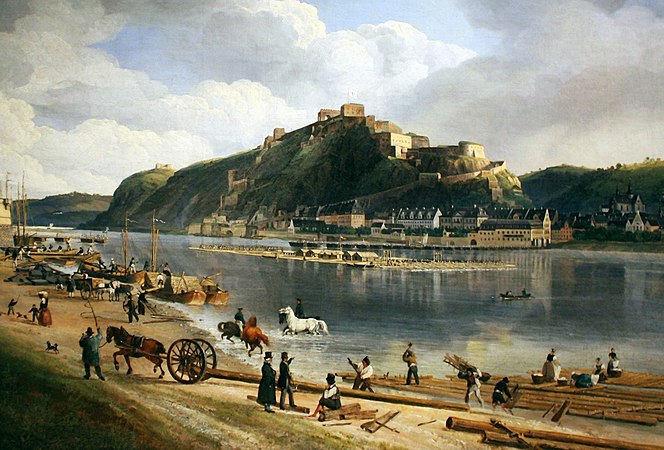 Forteresse d'Ehrenbreitstein, par Johann Adolf Lasinsky (1828)