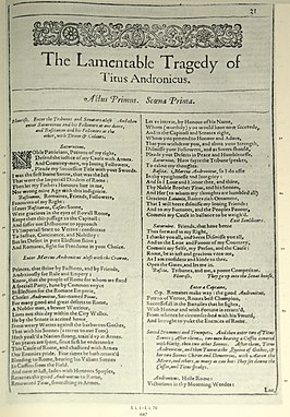 First Folio uitgave van Titus Andronicus (1623)