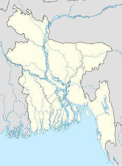 Mapa konturowa Bangladeszu, po prawej znajduje się punkt z opisem „Pheni”