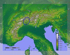 Лепонтинские Альпы на карте Альп