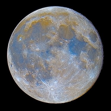 Moon with yellow and blue minerals