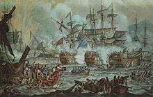 tableau ancien : combat naval