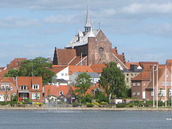 Haderslev Cathedral seen from the inner pond