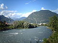 Skyline from a bridge on the Eisack/Isarco