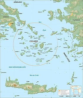 Mapa de las Cicladas.