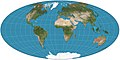 Image 2 Aitoff projection Map: Strebe, using Geocart The Aitoff projection is a modified azimuthal map projection first proposed by David A. Aitoff in 1889. Based on the equatorial form of the azimuthal equidistant projection, Aitoff halved longitudes from the central meridian, projected by the azimuthal equidistant, and then stretched the result horizontally into a 2:1 ellipse. More selected pictures