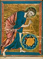 God the Geometer, illuminated manuscript, circa 1220–1230