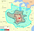 Mappa isosismica di un terremoto avvenuto in Illinois (USA) nel 1968 (scala Mercalli MM).