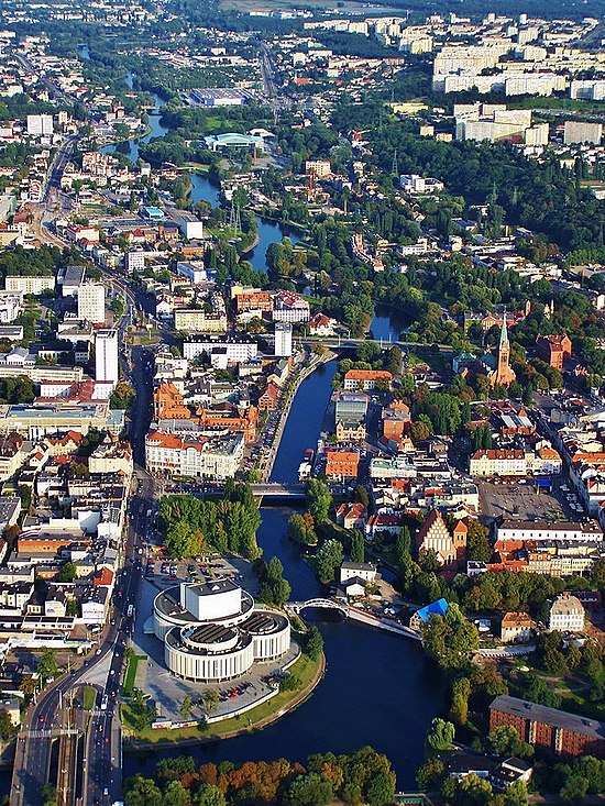 Polski: Centrum Bydgoszczy z lotu ptaka