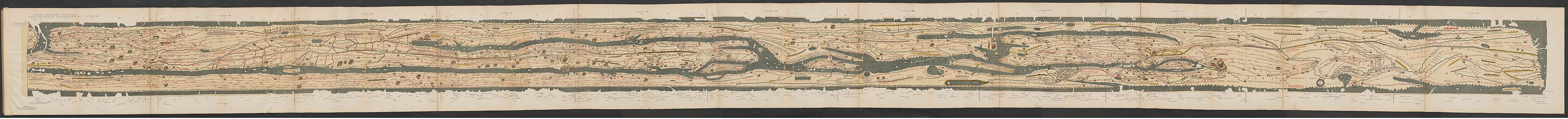 Tabula Peutingeriana, fra den iberiske halvø i vest til Indien i øst.