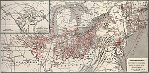 1830年から1865年のアメリカにあった、黒人奴隷を逃がすネットワーク。1850年に奴隷逃亡を助けることが非合法になっても、隠れ家を提供する人々と奴隷を引率する人々が国内の自由州や国外カナダへ脱出させた。