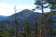 田代山避難小屋裏から見た帝釈山