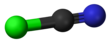 Ball and stick model of cyanogen chloride