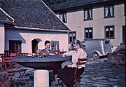 Agfacolor photo of a café in Oslo, Norway, 1937.