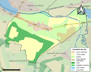 Carte en couleurs présentant l'occupation des sols.